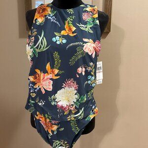 Jantzen; One Piece, High neck, portrait-back, tummy control Swimsuit SZ 12 NWT